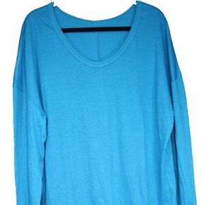 Blue Women's Shirt Scoop Neck 3/4 Sleeve XL Cotton Blend